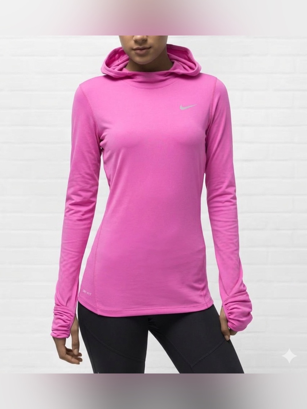 Nike Element Soft Hand Women’s XL Pink Long Sleeve Snorkel Hoodie Running Shirt